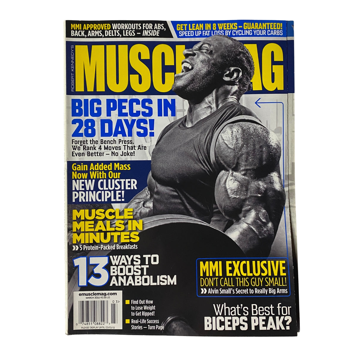 MuscleMag International Magazine March 2011 #346 cover featuring Alvin Small, highlighting bodybuilding tips, nutrition, and fitness content.