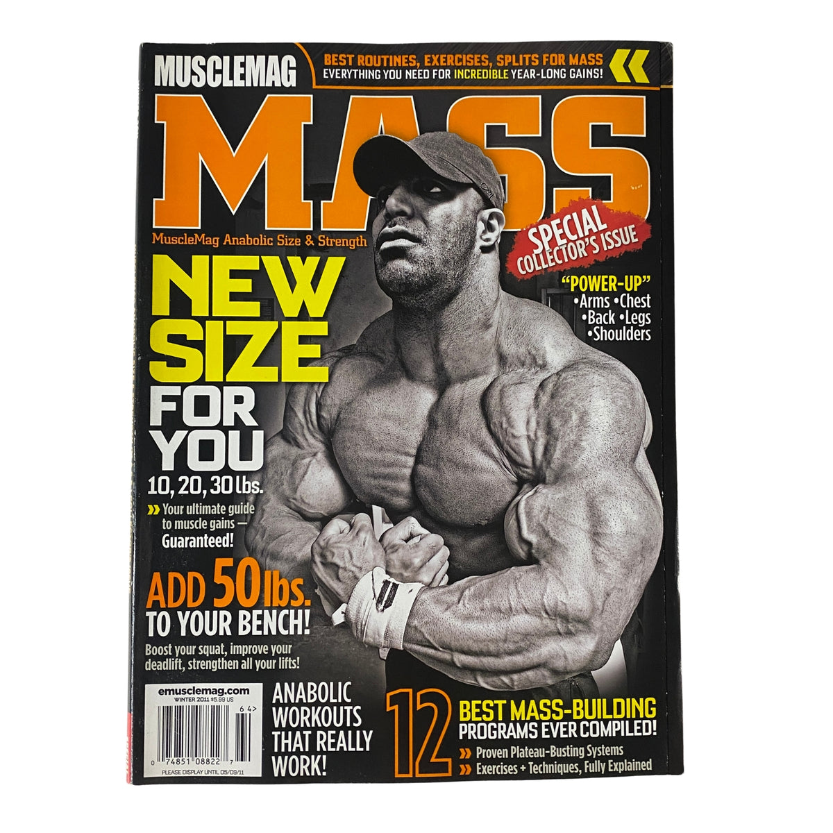 Cover of MuscleMag International Magazine Winter 2011 featuring Zack Khan, showcasing the M.A.S.S. program for bodybuilding with a focus on muscle size and strength.