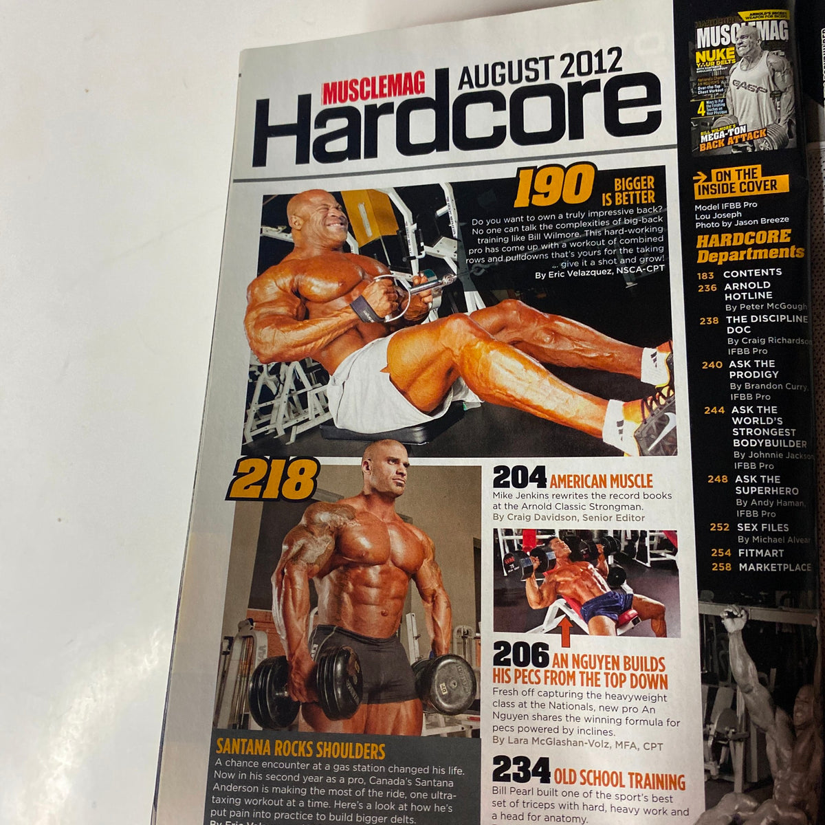MuscleMag International Magazine August 2012 featuring bodybuilding images, including a muscular athlete in action, showcasing fitness and strength, issue #363 by Robert Kennedy.