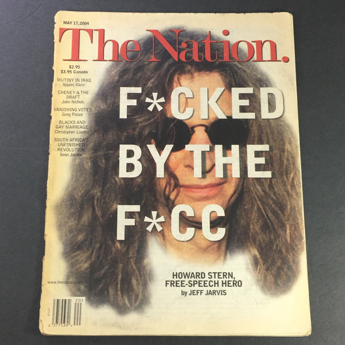 Cover of The Nation Magazine dated May 17, 2004, featuring the headline 'F*cked by the F*CC' and the title 'Howard Stern Free-Speech Hero' by Jeff Jarvis.