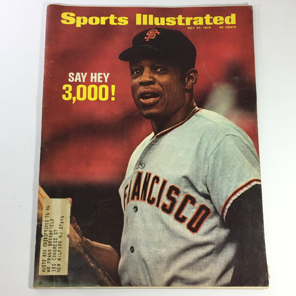 Sports Illustrated magazine cover featuring Willie 'The Say Hey Kid' Mays from July 27, 1970, with the title 'Say Hey 3,000!' showcasing his legendary baseball career.