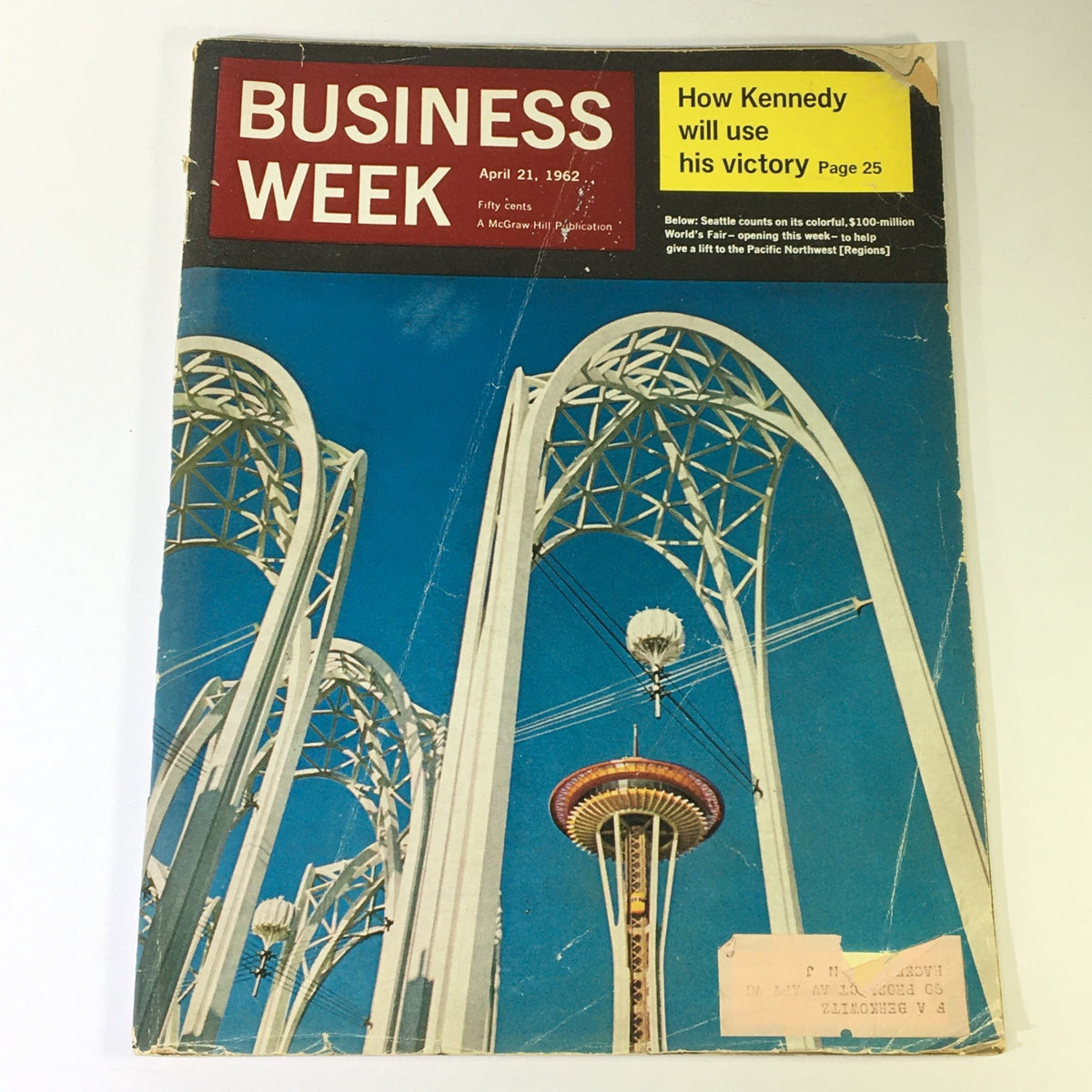 VTG Business Week Magazine April 21 1962 featuring the Seattle World's Fair architecture and designs, showcasing the iconic Space Needle.