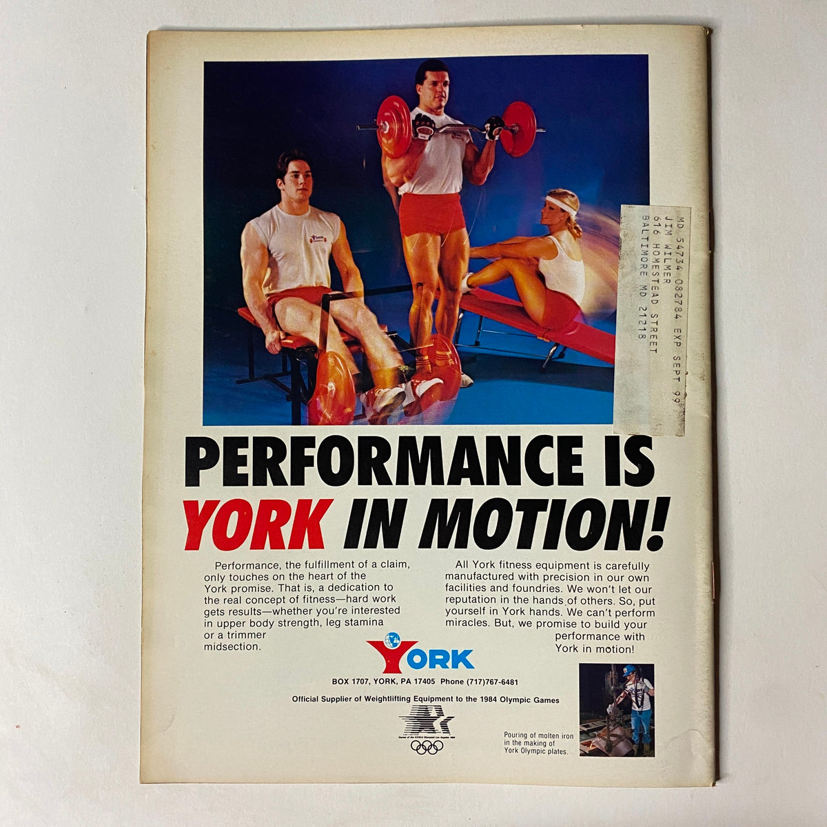Advertisement page for York equipment featured in Muscular Development Magazine, emphasizing performance and training facilities for athletes.