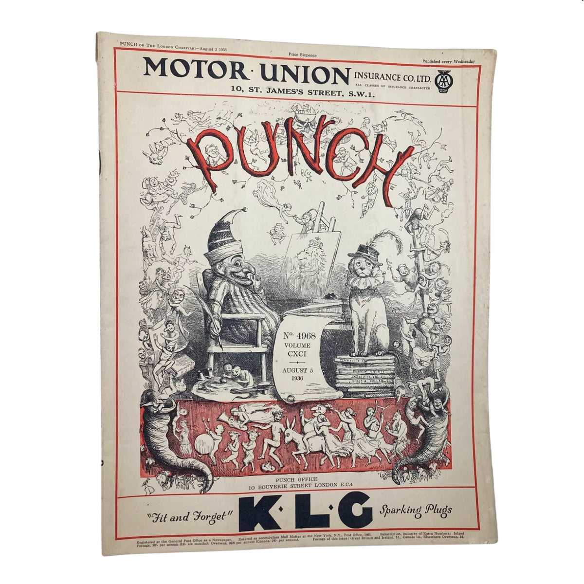 Lot of 7 Punch Magazine 1936 June, July and August WWII Cartoon & Humour