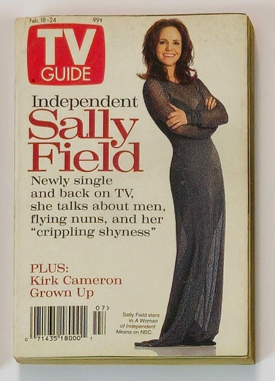 TV Guide Magazine February 18, 1995, featuring Sally Field on the cover, discussing her life and career, with a focus on her role in television and iconic moments from the 90s.