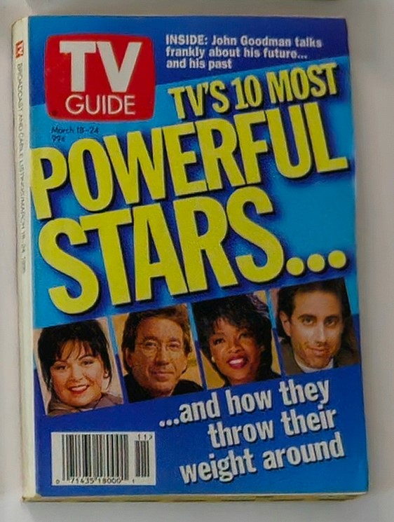 TV Guide Magazine from March 18, 1995 featuring Oprah Winfrey on the cover, showcasing TV's 10 Most Powerful Stars and highlights of pop culture during the 90s.