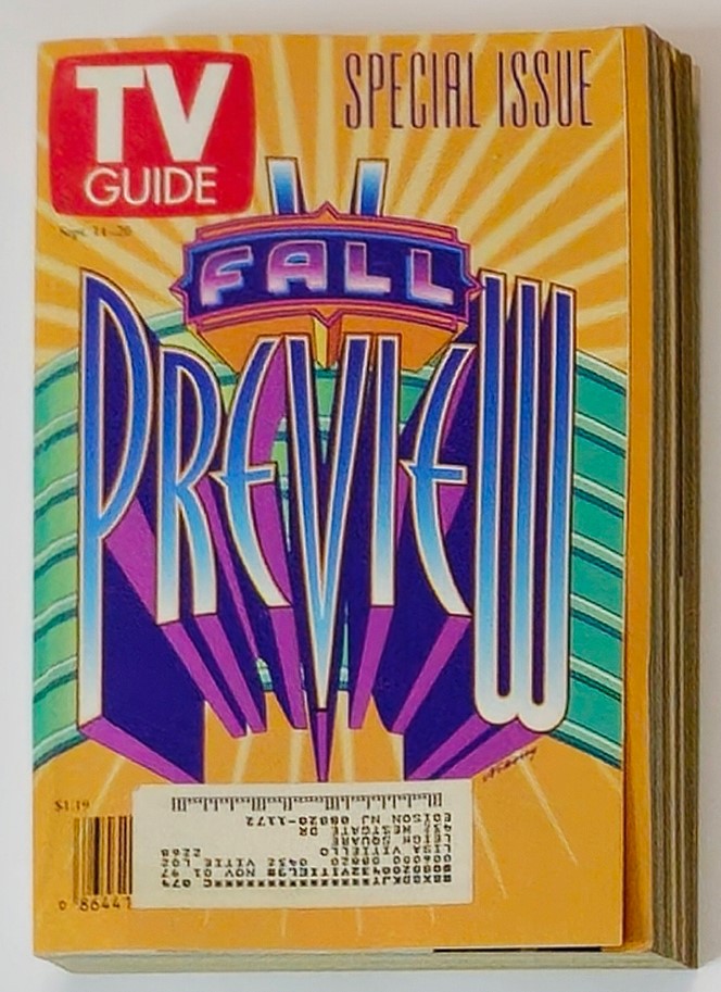 Cover of TV Guide Magazine September 14 1996 Fall Preview New York Metro Edition featuring vibrant graphics and headlines emphasizing the fall preview of television shows.