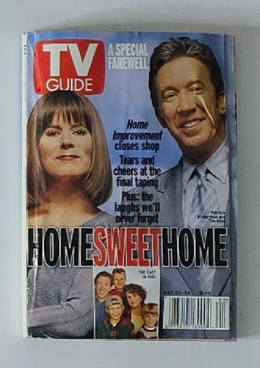 TV Guide Magazine May 22 1999 featuring Patricia and Tim Allen on the cover, celebrating the final episode of Home Improvement. Vintage collectible highlighting TV history.