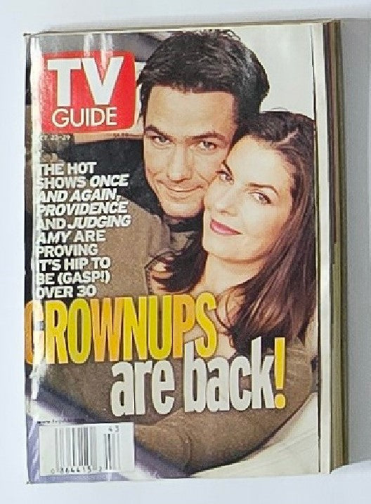 Front cover of TV Guide Magazine dated October 23, 1999, featuring Billy Campbell along with the headline 'Crownups are back!' showcasing popular shows from the late 90s.