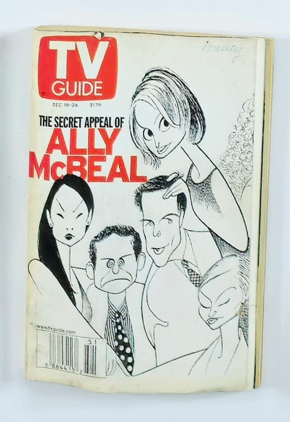 Cover of TV Guide Magazine dated December 18, 1999, featuring 'The Secret Appeal of Ally McBeal', showcasing colorful illustrations of characters from the show.
