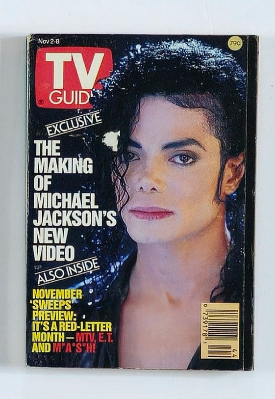 TV Guide Magazine November 2 1991 cover featuring Michael Jackson, highlighting the making of his new video. This vintage magazine showcases early '90s pop culture and television programming.