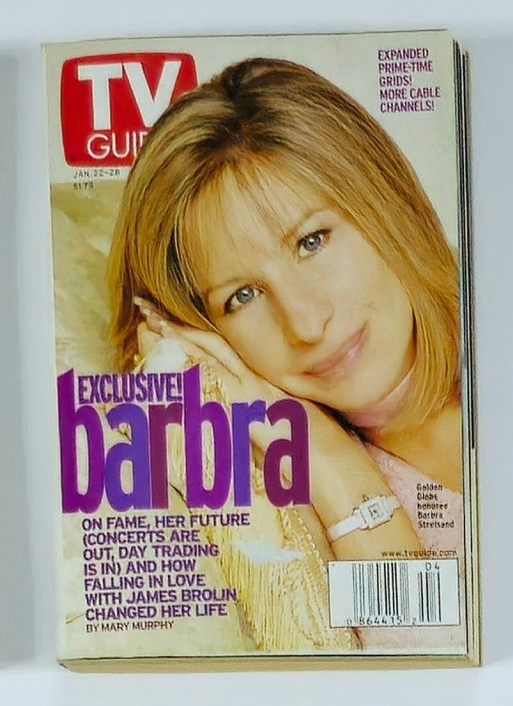 TV Guide Magazine January 22 2000 featuring Barbra Streisand on the cover; a collectible vintage magazine showcasing an exclusive story about her life and career.