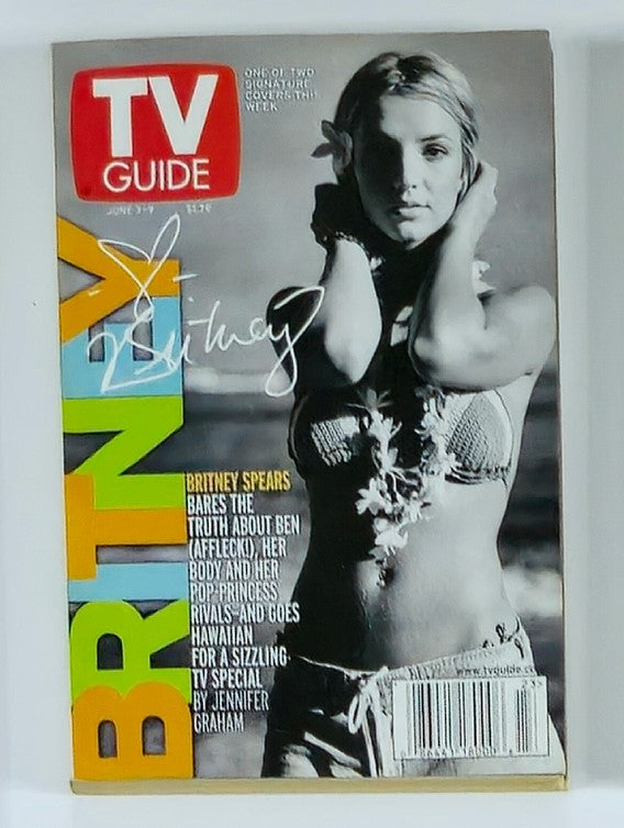 TV Guide Magazine cover from June 3, 2000 featuring Britney Spears, showcasing her iconic look in a bikini, highlighting her stardom and influence in pop culture during the late 90s and early 2000s.