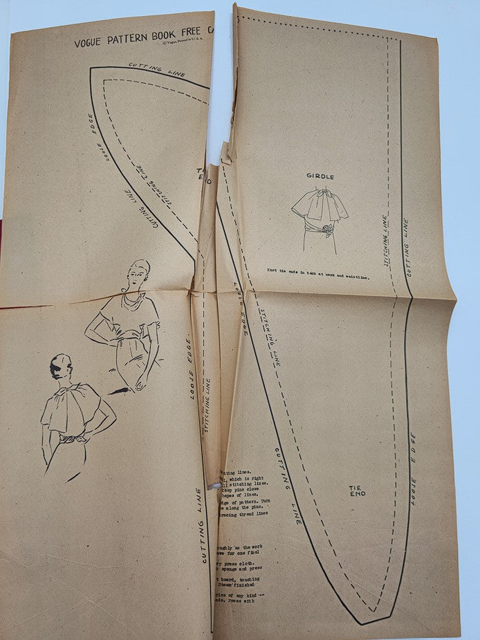Vogue pattern book page featuring cutting instructions for historical garments, part of the Croquis Élegants: Modèles D'Avant Saison Hiver 1933 Brochure.