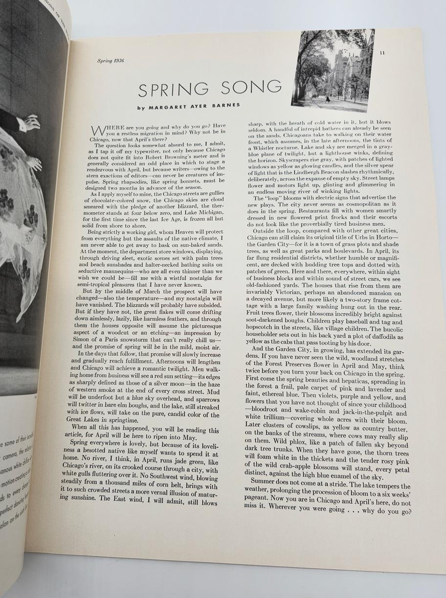 Editorial text discussing spring trends and fashions from VTG Fashions of The Hour Magazine Spring 1936 The Paris Collection.