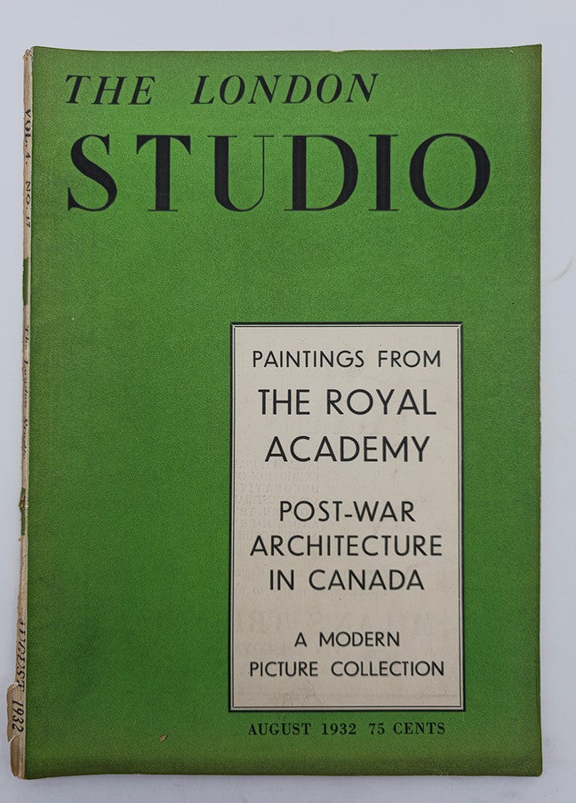 Cover of VTG The London Studio Magazine August 1932 featuring paintings from the Royal Academy and the title 'STUDIO' prominently displayed.