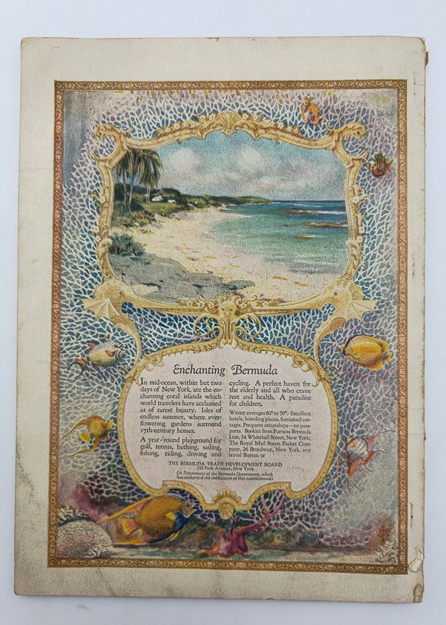 Back page of VTG The Mentor Magazine October 1926, featuring an artistic illustration of 'Enchanting Bermuda', showcasing coastal imagery.
