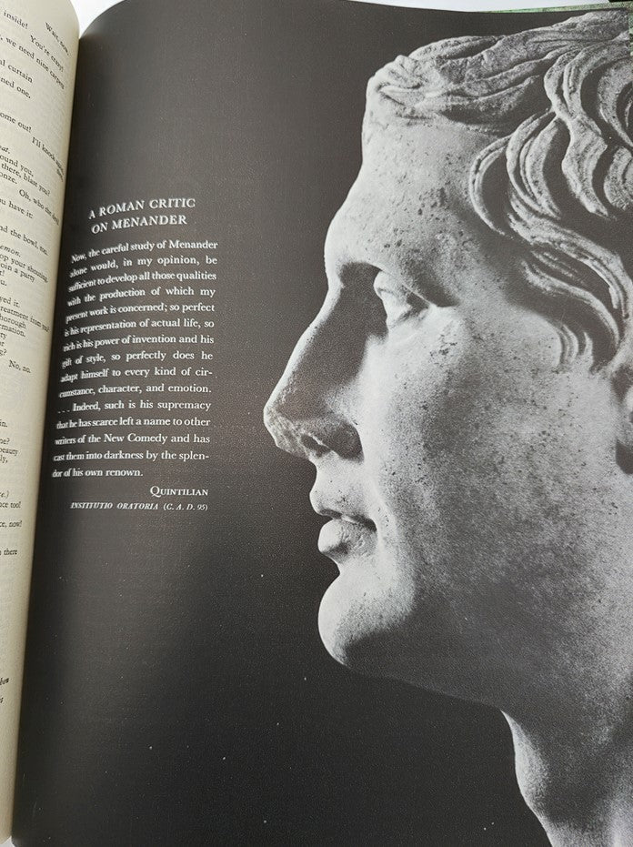 Page from VTG Horizon Magazine of Art July 1959 Vol 1 #6 The Rape of Eupora, showcasing a detailed profile of a classical sculpture with accompanying text discussing Meander.