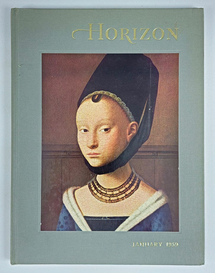 Cover of the VTG Horizon Magazine of Art, January 1959 edition, featuring a classic portrait with intricate detail, highlighting the theme 'Systema Solare et Planetarium'.