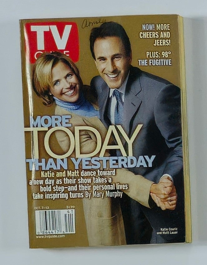 Cover of TV Guide Magazine from October 7, 2000 featuring Katie Couric and Matt Lauer, highlighting their show and the nostalgic charm of early 2000s television.