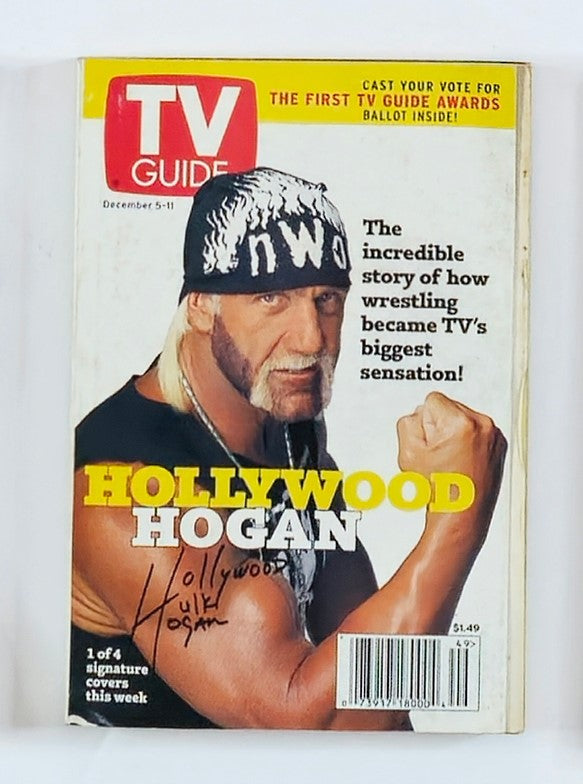 TV Guide Magazine cover from December 5, 1998 featuring Hulk Hogan as Hollywood Hogan. The cover highlights the incredible story of how wrestling became a television sensation, showcasing Hogan's iconic presence in the wrestling world.