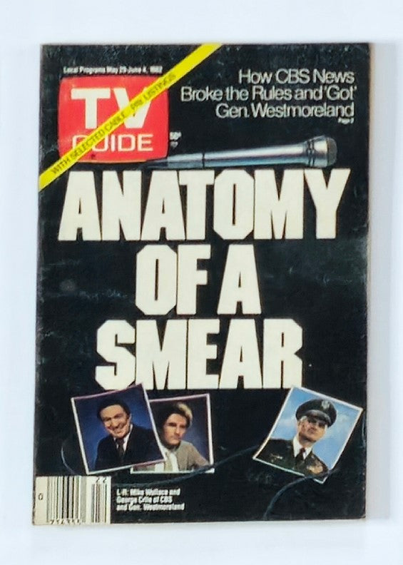 TV Guide Magazine May 29 1982 cover featuring Mike Wallace and George Crile with a headline about CBS News and General Westmoreland, a piece of vintage media history.