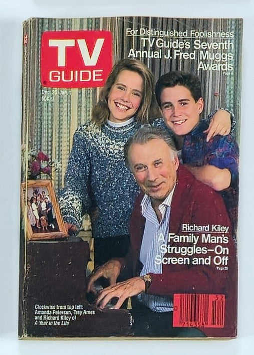 Cover of TV Guide Magazine December 26 1987 featuring Richard Kiley, alongside Amanda Peterson and Trey Ames, with the headline 'Family Man's Struggles - On Screen and Off'. This vintage magazine captures a snapshot of television culture in the late 1980s.