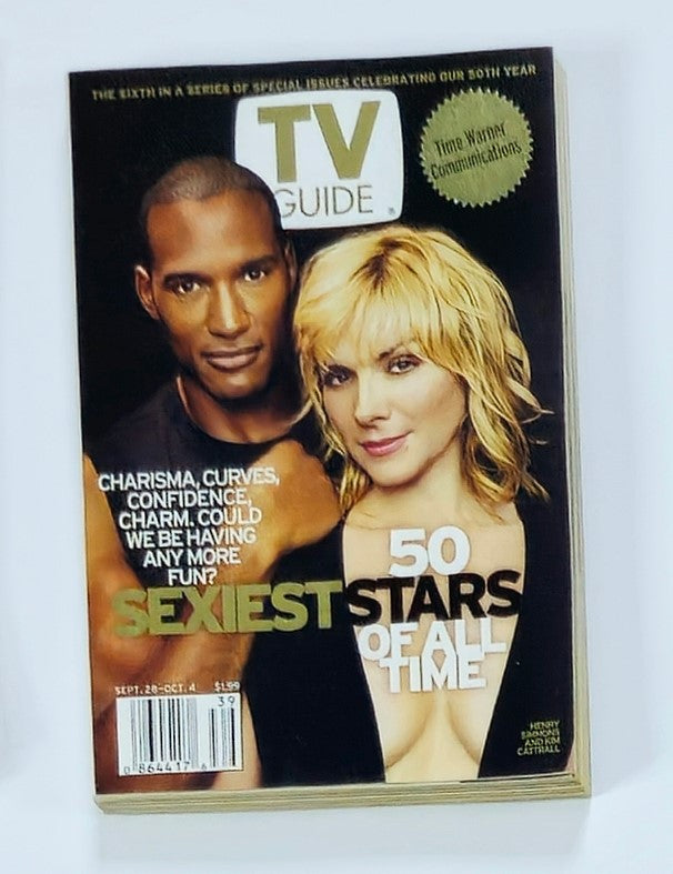 TV Guide Magazine September 28 2002 featuring Henry and Kim Catrall on the cover, highlighting '50 Sexiest Stars of All Time' with a vibrant design and engaging photography.
