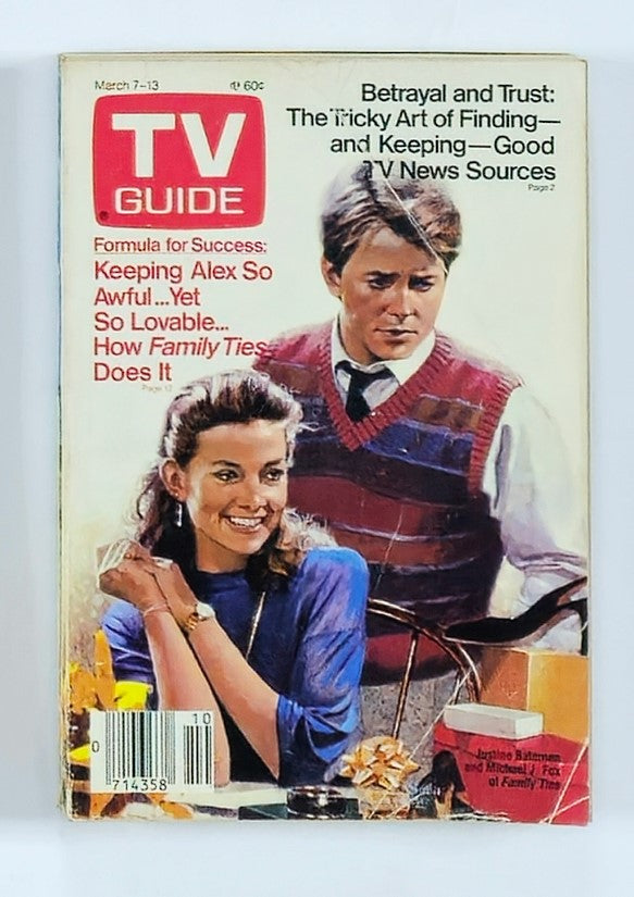 TV Guide Magazine March 7, 1987 featuring Justin Bateman and Michael J. Fox on the cover, highlighting key television culture of the 1980s.