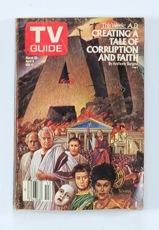 TV Guide Magazine March 30 1985 featuring the cover story 'Creating a Tale of Corruption and Faith'. The cover illustrates dramatic scenes and characters, capturing the essence of 1980s television and its cultural impact.