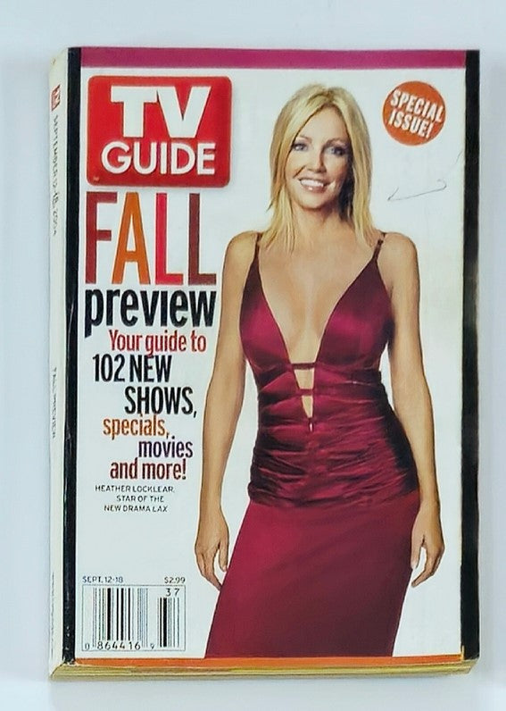 TV Guide Magazine September 12 2004 cover featuring Heather Locklear in a stunning red dress, highlighting the Fall preview issue with 102 new shows and specials, perfect for vintage TV enthusiasts.