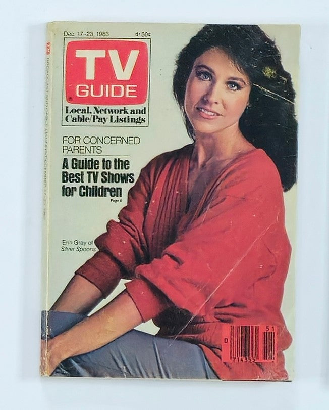 TV Guide Magazine December 17 1983 featuring Erin Gray on the cover, promoting children's TV shows and showcasing local network listings for the Washington-Baltimore area.