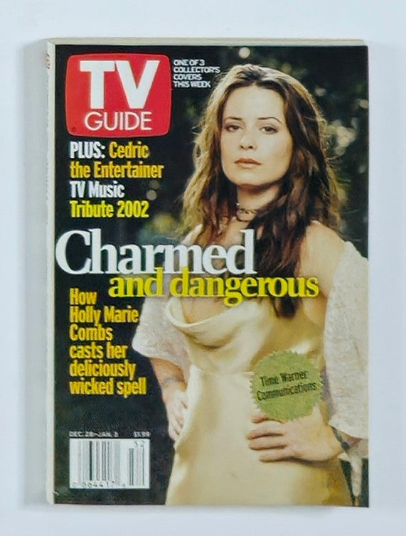 TV Guide Magazine December 28 2002 cover featuring Holly Marie Combs in a vintage aesthetic, highlighting her role in 'Charmed' with the caption 'Charmed and Dangerous' alongside related TV programming content.