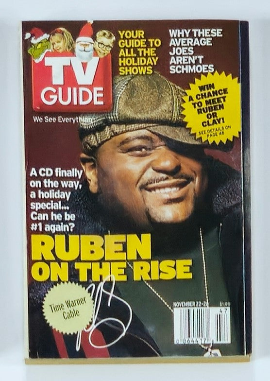 Cover of TV Guide Magazine November 22 2003 featuring Ruben Studdard, highlighted as an American Idol winner with the tagline 'Ruben on the Rise', showcasing early 2000s pop culture.