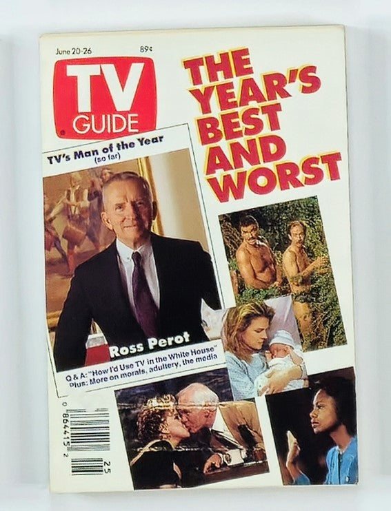 TV Guide Magazine June 20 1992 featuring Ross Perot as TV's Man of the Year. The cover showcases Perot in a suit, alongside various images representing the year's best and worst in television.