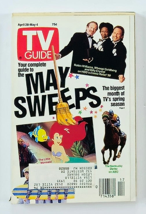 TV Guide Magazine April 28 1990 Robin Williams, Whoopi Goldberg NY Metro Ed.