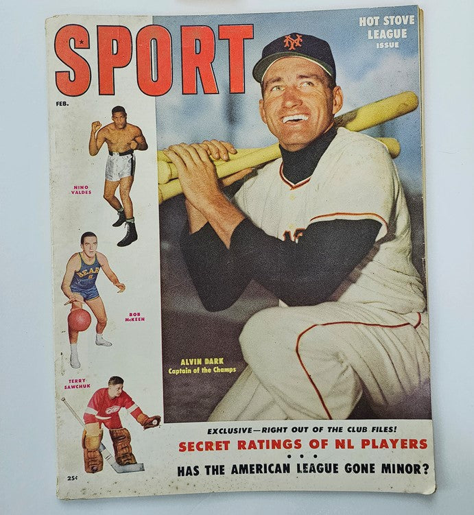 VTG Sport Magazine February 1955 MLB Giants featuring Alvin Dark, showcasing sports figures and vintage design, perfect for baseball history enthusiasts.