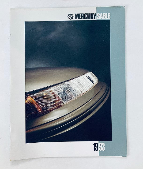 1993 Mercury Sable Dealer Showroom Sales Brochure Cover Featuring Close-Up of the Car Headlight and Hood