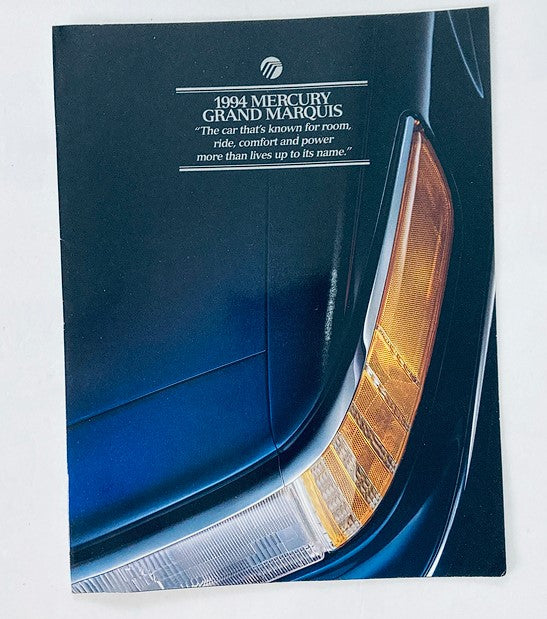 1994 Mercury Grand Marquis Dealer Showroom Sales Brochure Guide Catalog featuring the car's rear light detail, showcasing its stylish design and elegance.