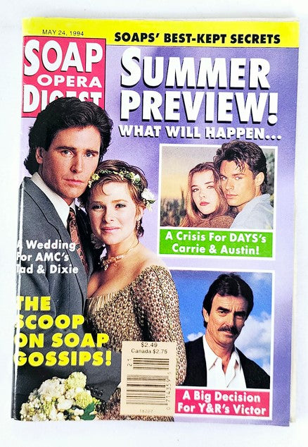 Soap Opera Digest Magazine May 24 1994 featuring Michael E. Knight and Cady McClain on the cover, showcasing articles on soap operas, including summer previews and exclusive gossip.