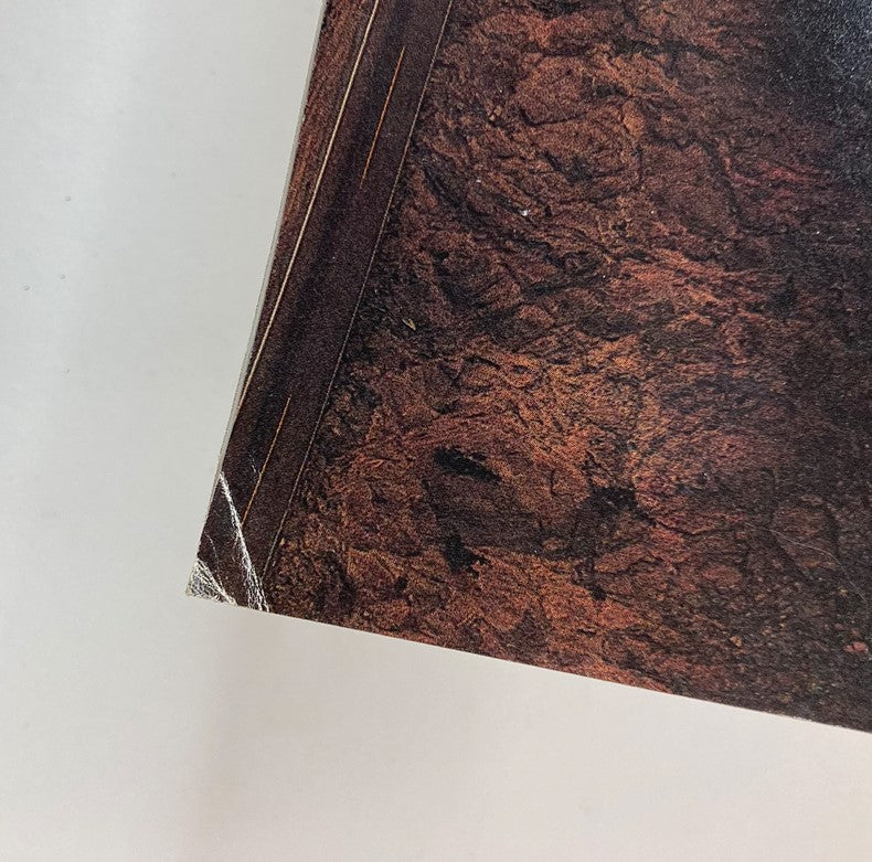 Close-up detail of the 1985 Lincoln Continental Dealer Showroom Sales Brochure Guide Catalog showing the textured edge of the catalog.