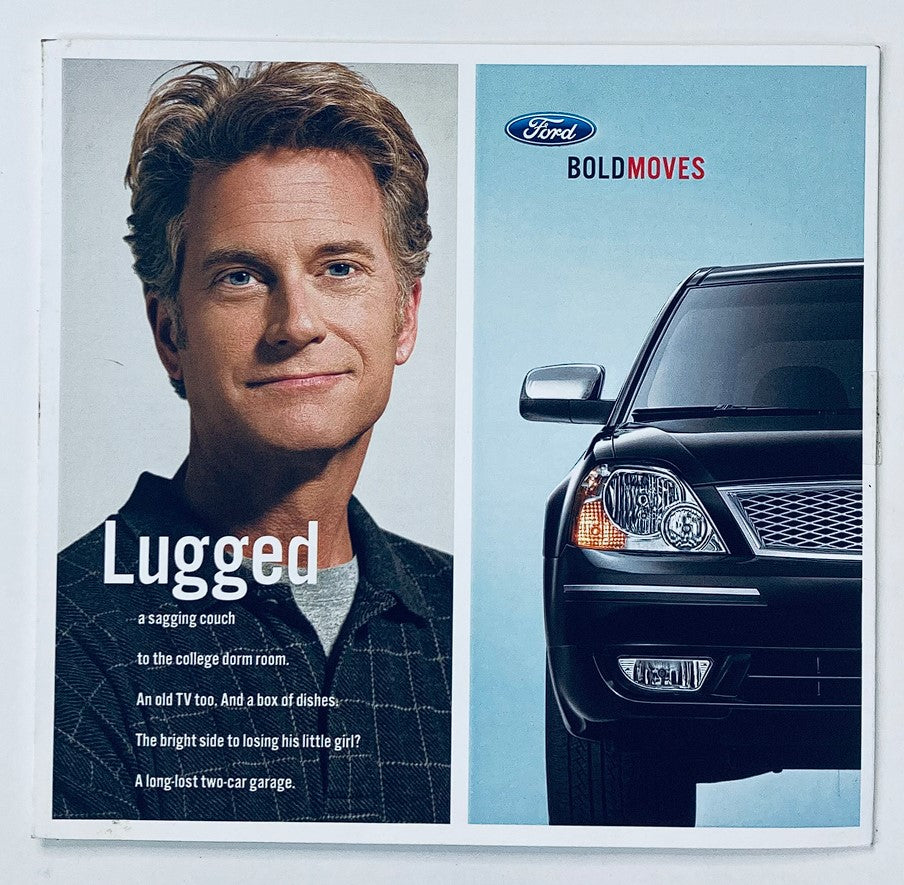 2007 Ford 500 Limited Dealer Showroom Sales Brochure featuring a man with a thoughtful expression beside a Ford vehicle, highlighting the theme 'Bold Moves'.