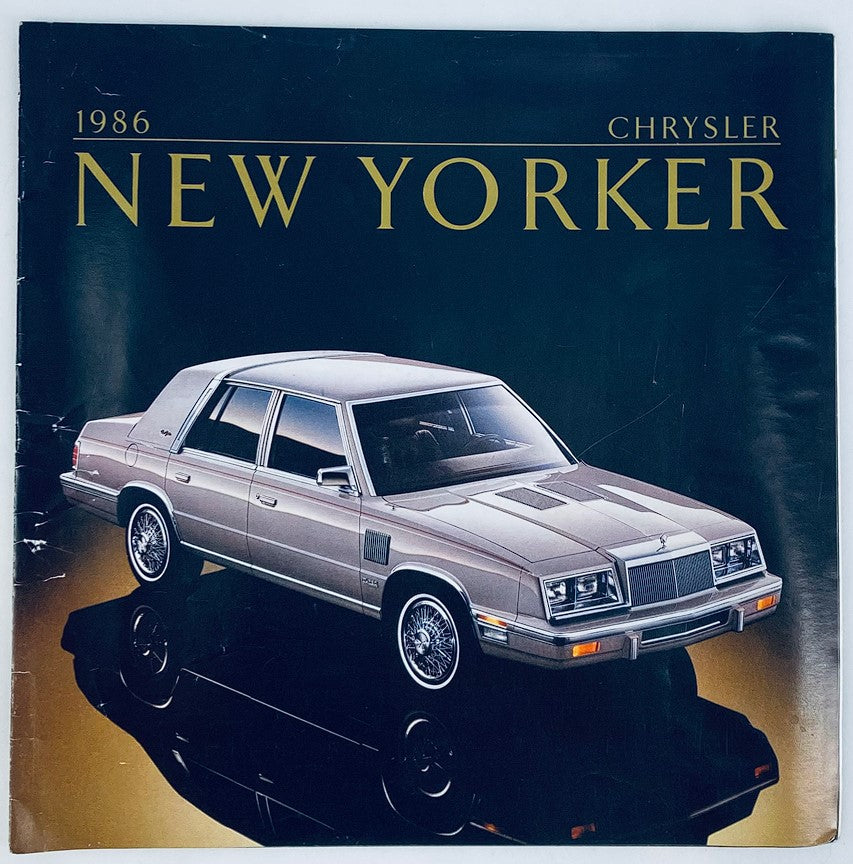 1986 Chrysler New Yorker Dealer Showroom Sales Brochure Guide Catalog showcasing the classic styling and elegance of the Chrysler New Yorker model.