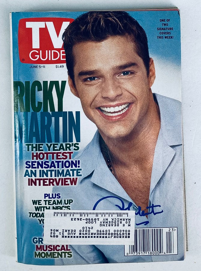 TV Guide Magazine featuring Ricky Martin on the cover from June 5, 1999. The magazine highlights Ricky Martin as 'The Year's Hottest Sensation!' and includes an intimate interview.