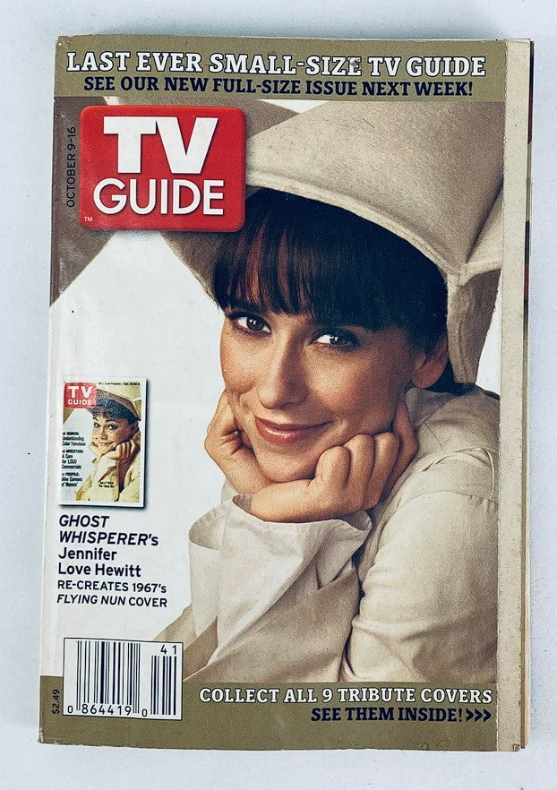 TV Guide Magazine October 9 2005 featuring Jennifer Love Hewitt on the cover, showcasing the last small-size TV Guide issue with a nostalgic look and a prominent image of the actress.