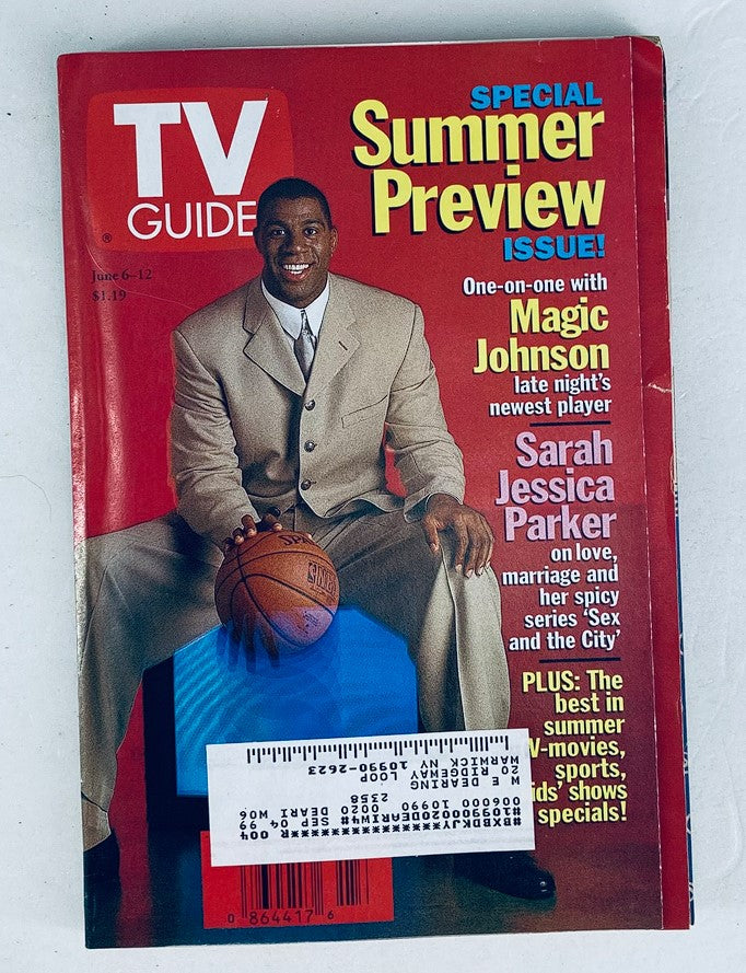 TV Guide Magazine June 6 1998 featuring Magic Johnson on the cover, promoting a special summer preview issue with exclusive interviews and highlights from the NBA LA Lakers.