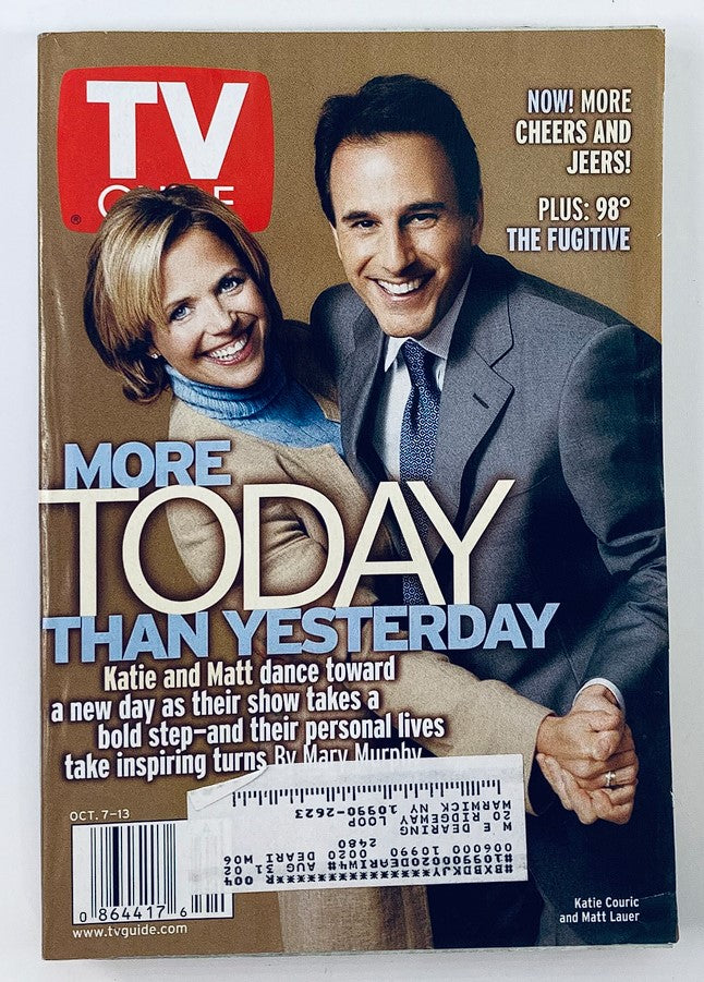 TV Guide Magazine October 7, 2000 featuring Katie Couric and Matt Lauer on the cover, showcasing their influence in morning news and television history.