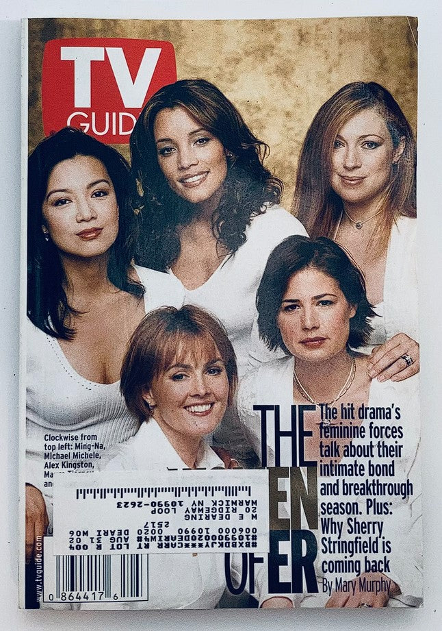 Cover of TV Guide Magazine June 23, 2001 featuring Laura Innes, Alex Kingston, and other actresses discussing their roles and bond in a drama series. This NY Metro Edition highlights significant moments in early 2000s television.