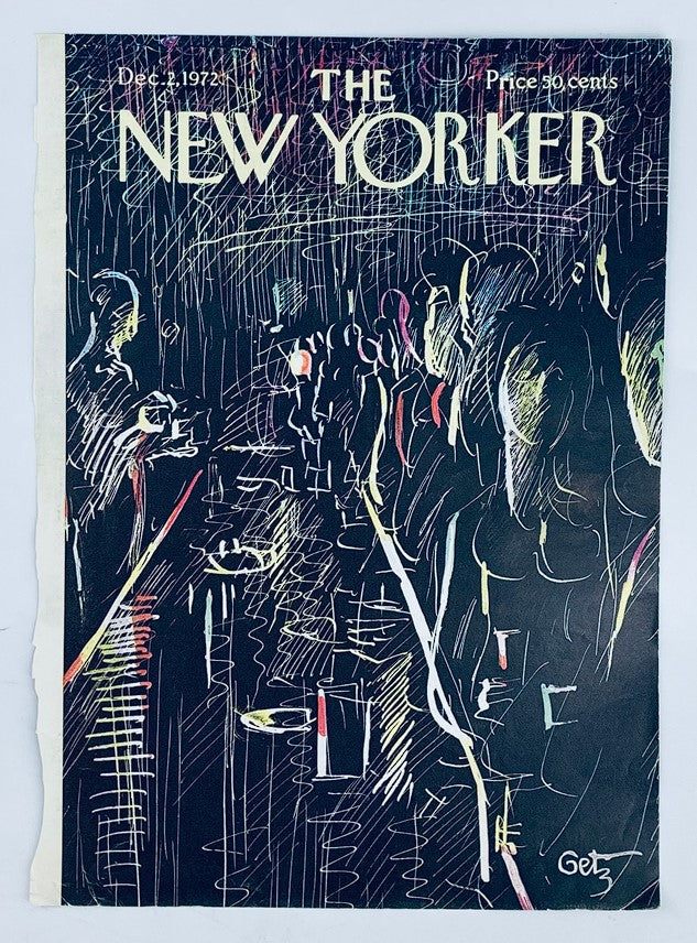 COVER ONLY The New Yorker December 2 1972 Elements by Arthur Getz, showcasing a unique vintage magazine cover with a colorful illustration of a social gathering.