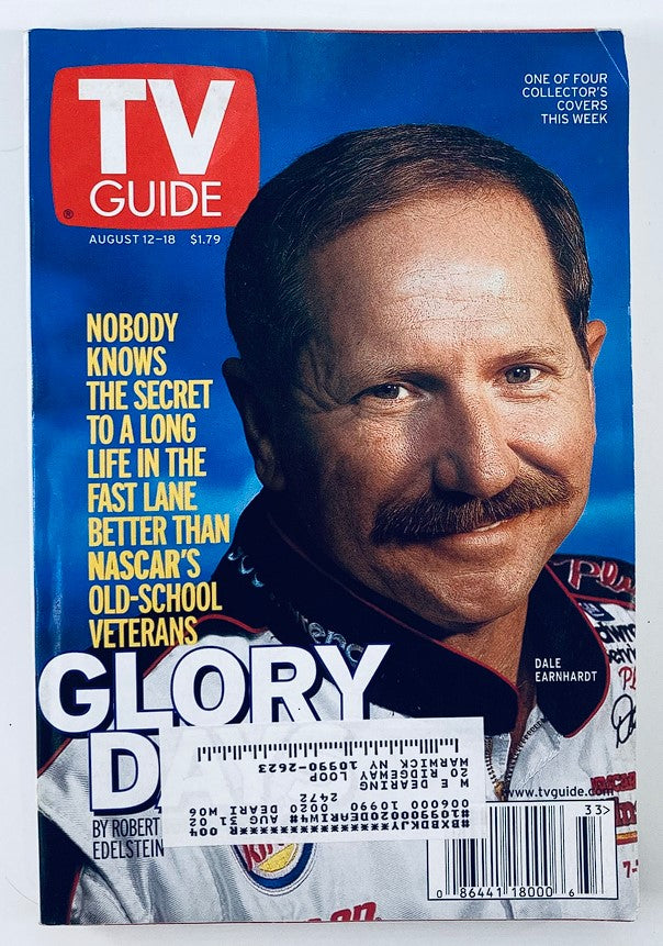 TV Guide Magazine August 12 2000 featuring Dale Earnhardt on the cover, showcasing his iconic NASCAR career and vintage motorsport culture.